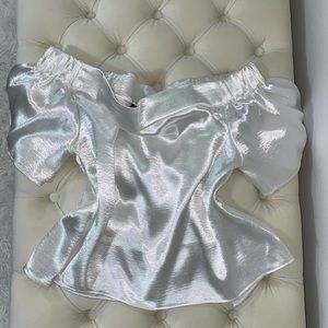 Forever 21 off the shoulder white silk top